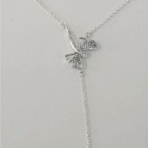 Pandora Dreamy Dragonfly Lariat Necklace Sterling Silver 925 Adjustable 65cm